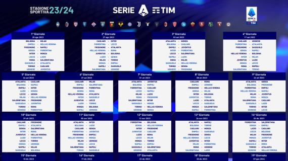 Ecco la Serie A 2023/2024: il calendario dalla 1ª alla 38ª giornata