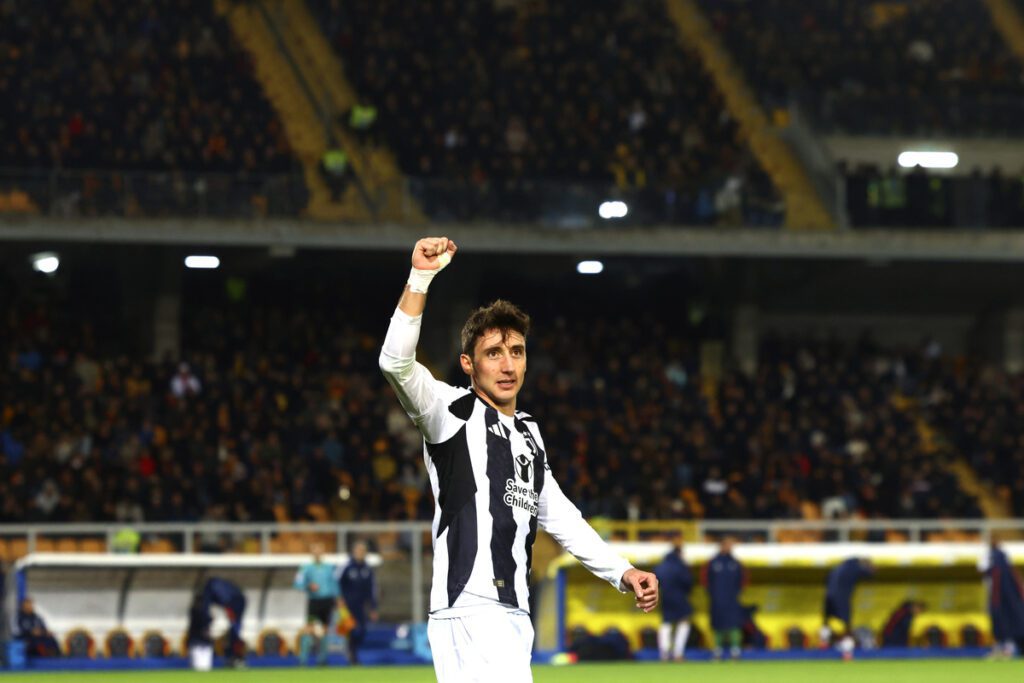 Giuntoli: ‘No Cambiaso negotiations, Juventus relaxed over Kolo Muani’ 72 Andrea Cambiaso of Juventus celebrates after scoring the opening goal during the Serie A match between Lecce and Juventus at Stadio Via del Mare on December 01, 2024 in Lecce, Italy. (Photo by Maurizio Lagana/Getty Images)