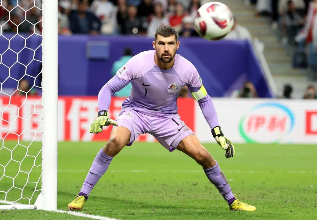 One in one out for Roma in goal: Ryan heads towards France 133 AL WAKRAH, QATAR - FEBRUARY 02: Mathew Ryan of Australia during the AFC Asian Cup quarter final match between Australia and South Korea at Al Janoub Stadium on February 02, 2024 in Al Wakrah, Qatar. (Photo by Robert Cianflone/Getty Images)