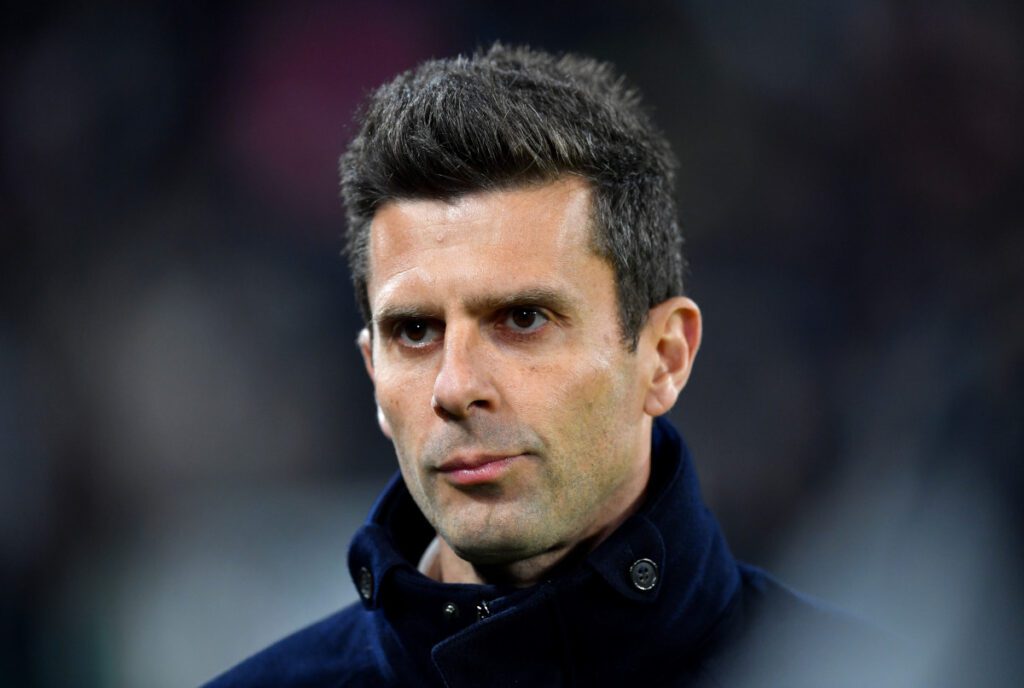 TURIN, ITALY - JANUARY 18: Thiago Motta, Head Coach of Juventus, looks on prior to the Serie A match between Juventus and AC Milan at on January 18, 2025 in Turin, Italy. (Photo by Valerio Pennicino/Getty Images)
