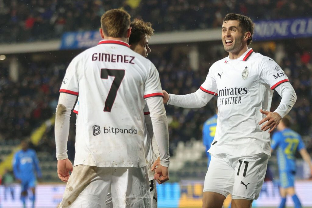 Serie A official line-ups: Milan vs. Lazio 6 EMPOLI, ITALY - FEBRUARY 8: Santiago Gimenez of AC Milan celebrates after scoring a goal during the Serie A match between Empoli and AC Milan at Stadio Carlo Castellani on February 8, 2025 in Empoli, Italy. (Photo by Gabriele Maltinti/Getty Images)
