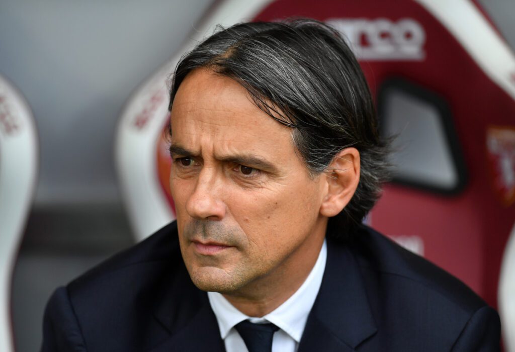 TURIN, ITALY - MAY 11: Simone Inzaghi, Head Coach of FC Internazionale, looks on prior to the Serie A match between Torino and FC Internazionale at Stadio Olimpico di Torino on May 11, 2025 in Turin, Italy. (Photo by Valerio Pennicino/Getty Images)