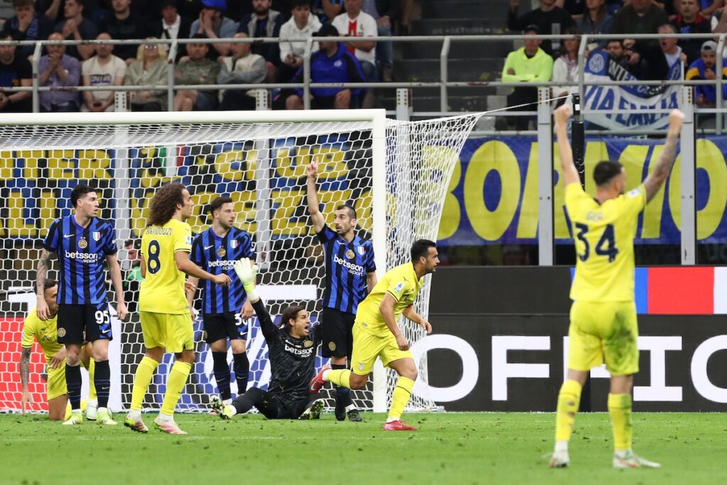 MILAN, ITALY - MAY 18: Pedro of Lazio celebrates scoring his team's first goal during the Serie A match between FC Internazionale and SS Lazio at Stadio Giuseppe Meazza on May 18, 2025 in Milan, Italy. (Photo by Marco Luzzani/Getty Images)