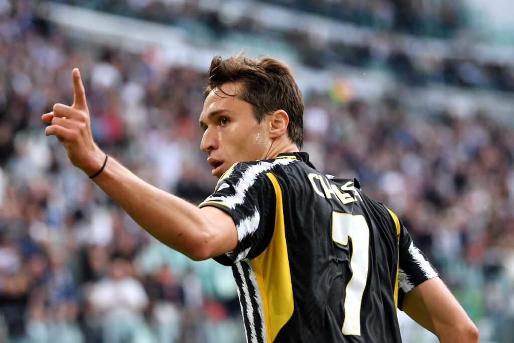 Chiesa ‘shocked’ by Juventus cull and stark Thiago Motta warning 15 TURIN, ITALY - MAY 25: Federico Chiesa of Juventus celebrates scoring his team's first goal during the Serie A TIM match between Juventus and AC Monza at on May 25, 2024 in Turin, Italy. (Photo by Valerio Pennicino/Getty Images)