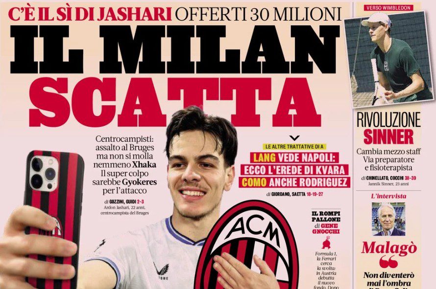 Today’s Papers – Milan sprint for Jashari, defenceless Juventus