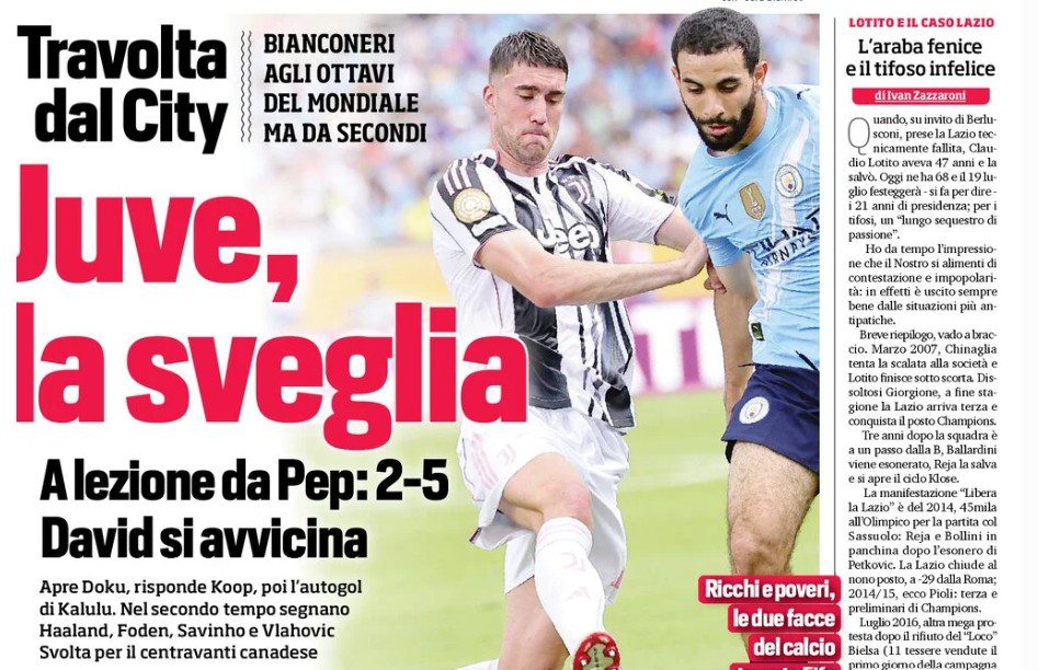 Today’s Papers – Pep’s lesson to Juventus, Pio Esposito pushes Hojlund away