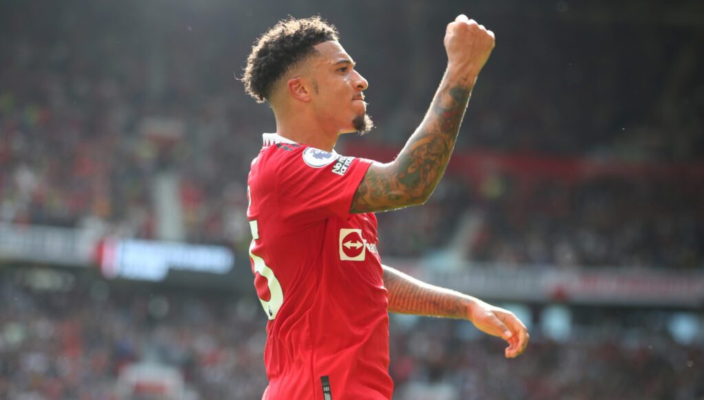 Sancho open to Juventus transfer as swap deal discussed with Man Utd 13 epa10660572 Jadon Sancho of Manchester United celebrates scoring the 1-1 goal during the English Premier League soccer match between Manchester United and Fulham FC, in Manchester, England, 28 May 2023. EPA-EFE/ASH ALLEN EDITORIAL USE ONLY. No use with unauthorized audio, video, data, fixture lists, club/league logos or 'live' services. Online in-match use limited to 120 images, no video emulation. No use in betting, games or single club/league/player publications.