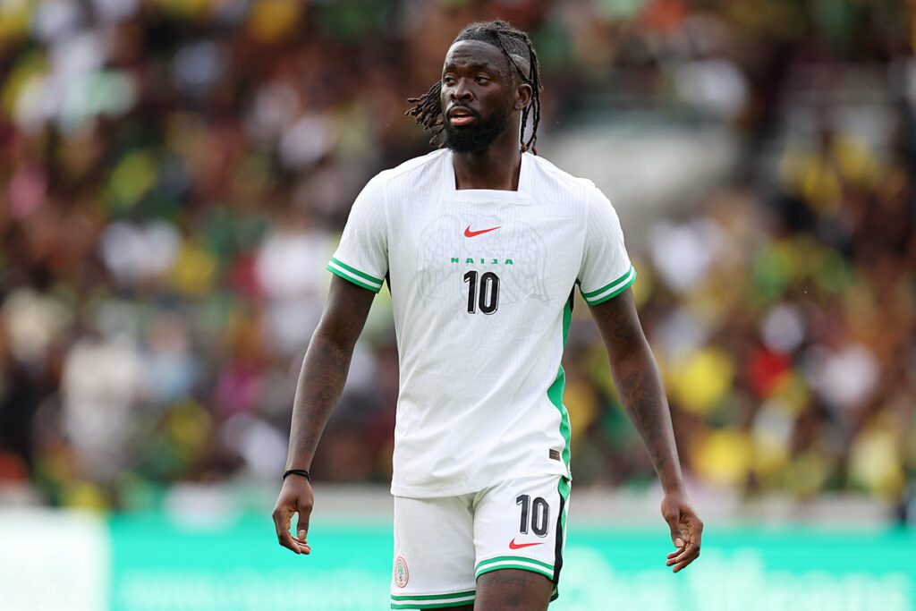 BRENTFORD, ENGLAND - MAY 31: Toluwalase Emmanuel Arokodare of Nigeria during the Unity Cup Final match between Jamaica and Nigeria at Gtech Community Stadium on May 31, 2025 in Brentford, England. (Photo by Harry Murphy/Getty Images)