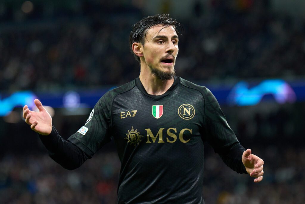 MADRID, SPAIN - NOVEMBER 29: Eljif Elmas of SSC Napoli reacts during the UEFA Champions League match between Real Madrid and SSC Napoli at Estadio Santiago Bernabeu on November 29, 2023 in Madrid, Spain. (Photo by Angel Martinez/Getty Images)