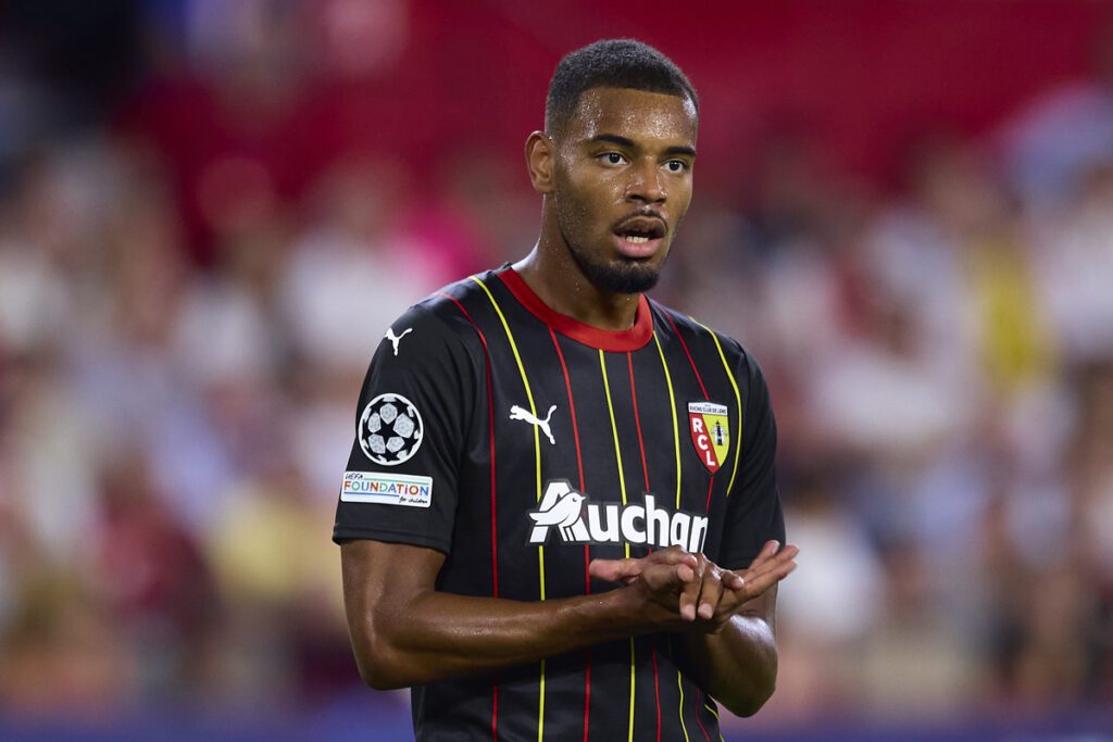 SEVILLE, SPAIN - SEPTEMBER 20: Andy Diouf of RC Lens looks on during the UEFA Champions League match between Sevilla FC and RC Lens at Estadio Ramon Sanchez Pizjuan on September 20, 2023 in Seville, Spain. (Photo by Fran Santiago/Getty Images)