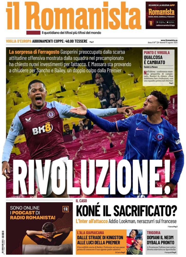 Todayās Papers: Roma eye Premier League duo, Kolo Muani-Juventus latest 15 Todayās Papers: Roma eye Premier League duo, Kolo Muani-Juventus latest