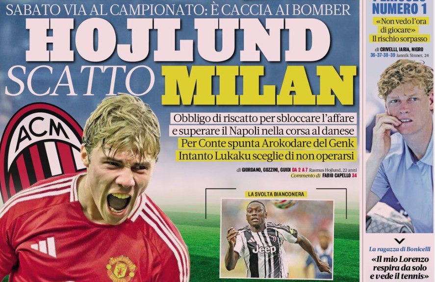 Today’s Papers – Milan and Napoli battle for Hojlund, Zhegrova agreement with Juventus