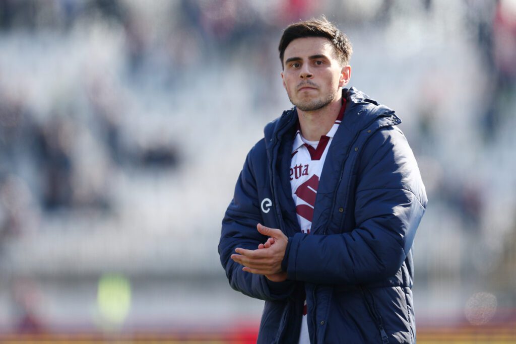 MONZA, ITALY - MARCH 02: Eljif Elmas of Torino celebrates after the Serie A match between Monza and Torino at U-Power Stadium on March 02, 2025 in Monza, Italy. (Photo by Francesco Scaccianoce/Getty Images)