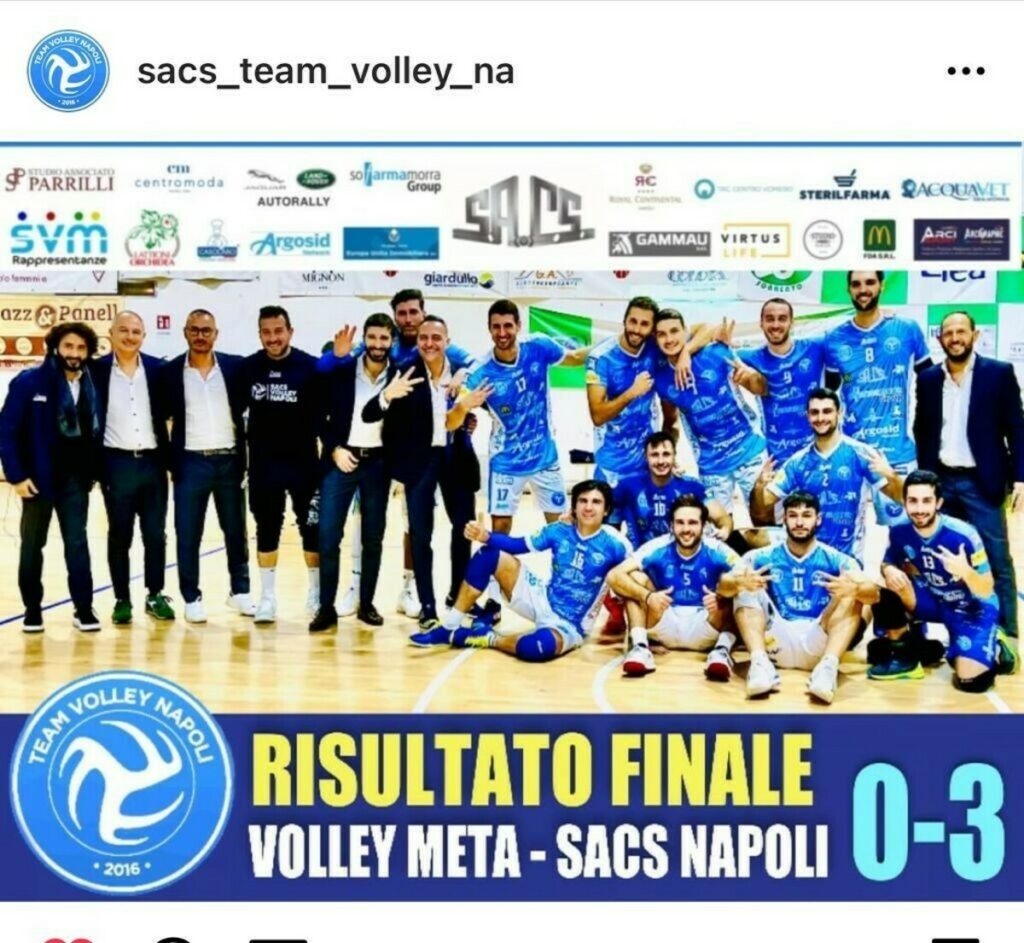 Senza intoppi la corsa della Team Volley Napoli che schiaccia anche il Volley Meta, 3-0