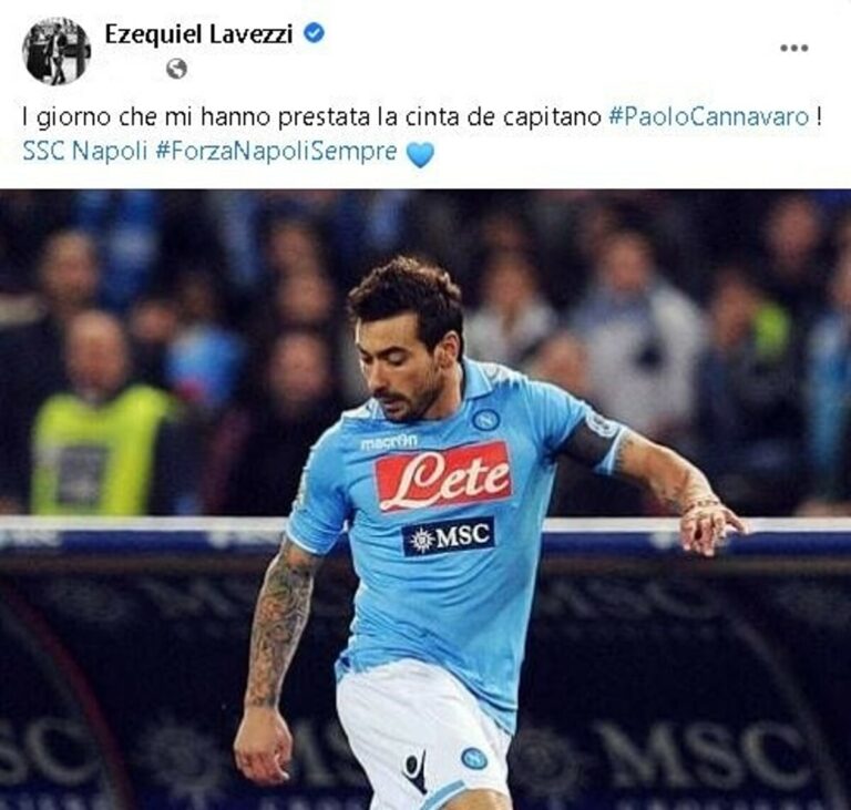 Lavezzi con la fascia di capitano del Napoli: il post nostalgico del Pocho sui social