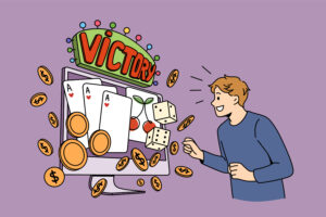 Online gambling and victory concept.
