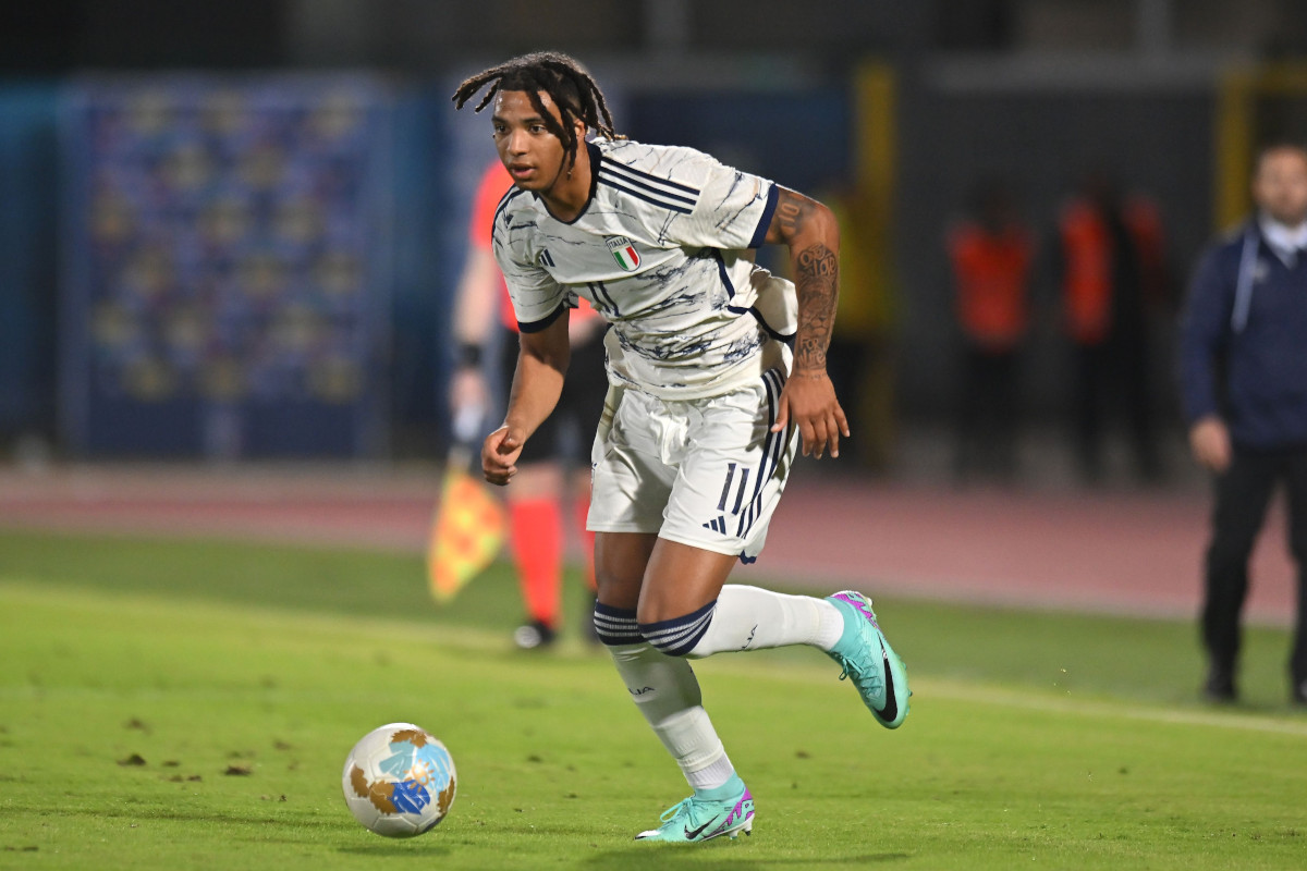 SAN MARINO, ITALY - NOVEMBER 16: Cher Ndour of Italy U21 in action during the UEFA Under21 Euro Qualifier match between San Marino U21 and Italy U21 at Serravalle on November 16, 2023 in San Marino, Italy. (Photo by Alessandro Sabattini/Getty Images)