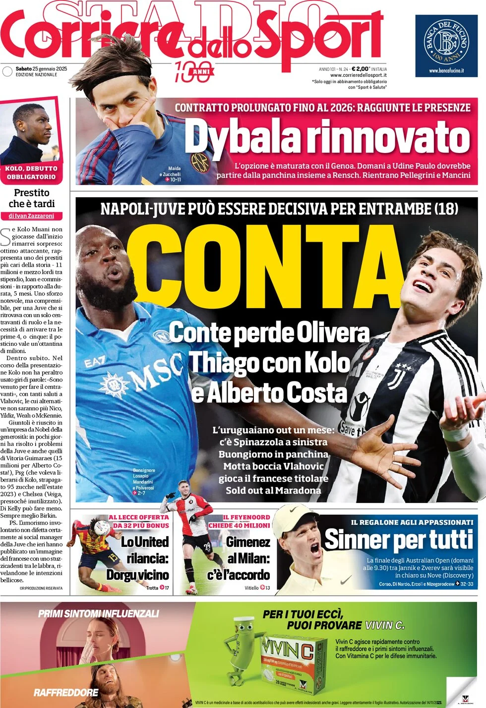 Today’s Papers – Kolo Muani starts, Dybala extends 8