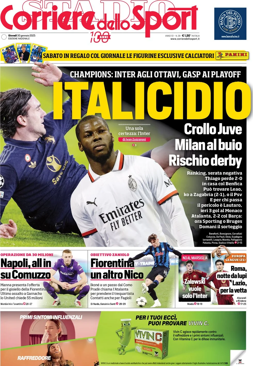 Today’s Papers – Juve and Milan collapse, extraordinary Inter 8