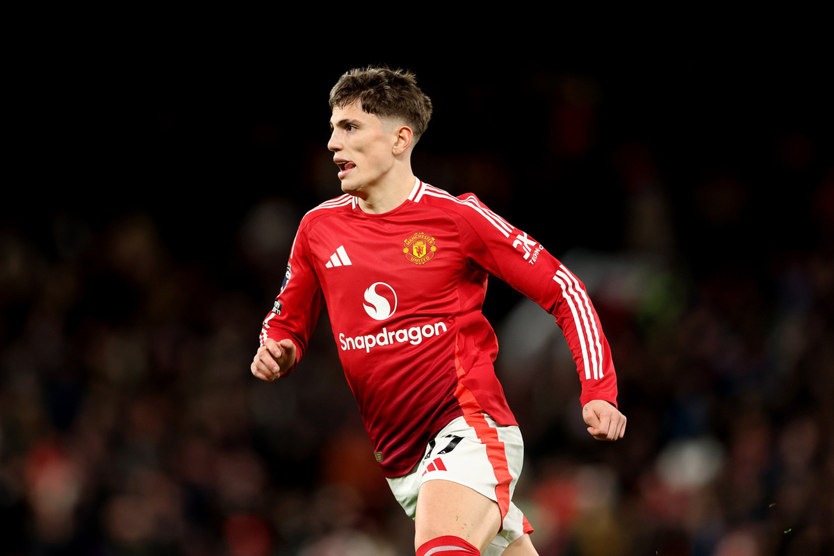 Alejandro Garnacho of Manchester United during the Premier League match between Manchester United FC and Newcastle United FC at Old Trafford on December 30, 2024 in Manchester, England. (Photo by Carl Recine/Getty Images)