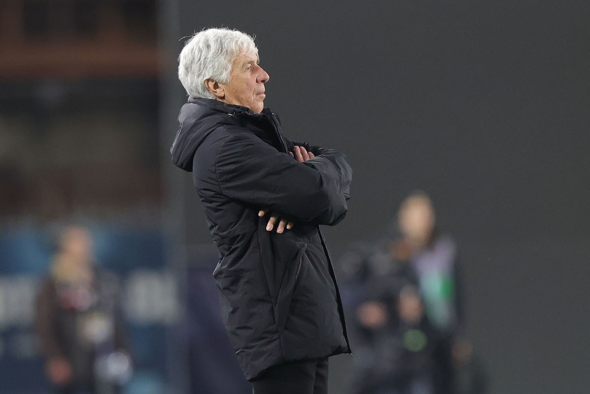 EMPOLI, ITALY - FEBRUARY 23: Gian Piero Gasperini manager of Atalanta BC reacts during the Serie A match between Empoli and Atalanta at Stadio Carlo Castellani on February 23, 2025 in Empoli, Italy. (Photo by Gabriele Maltinti/Getty Images)