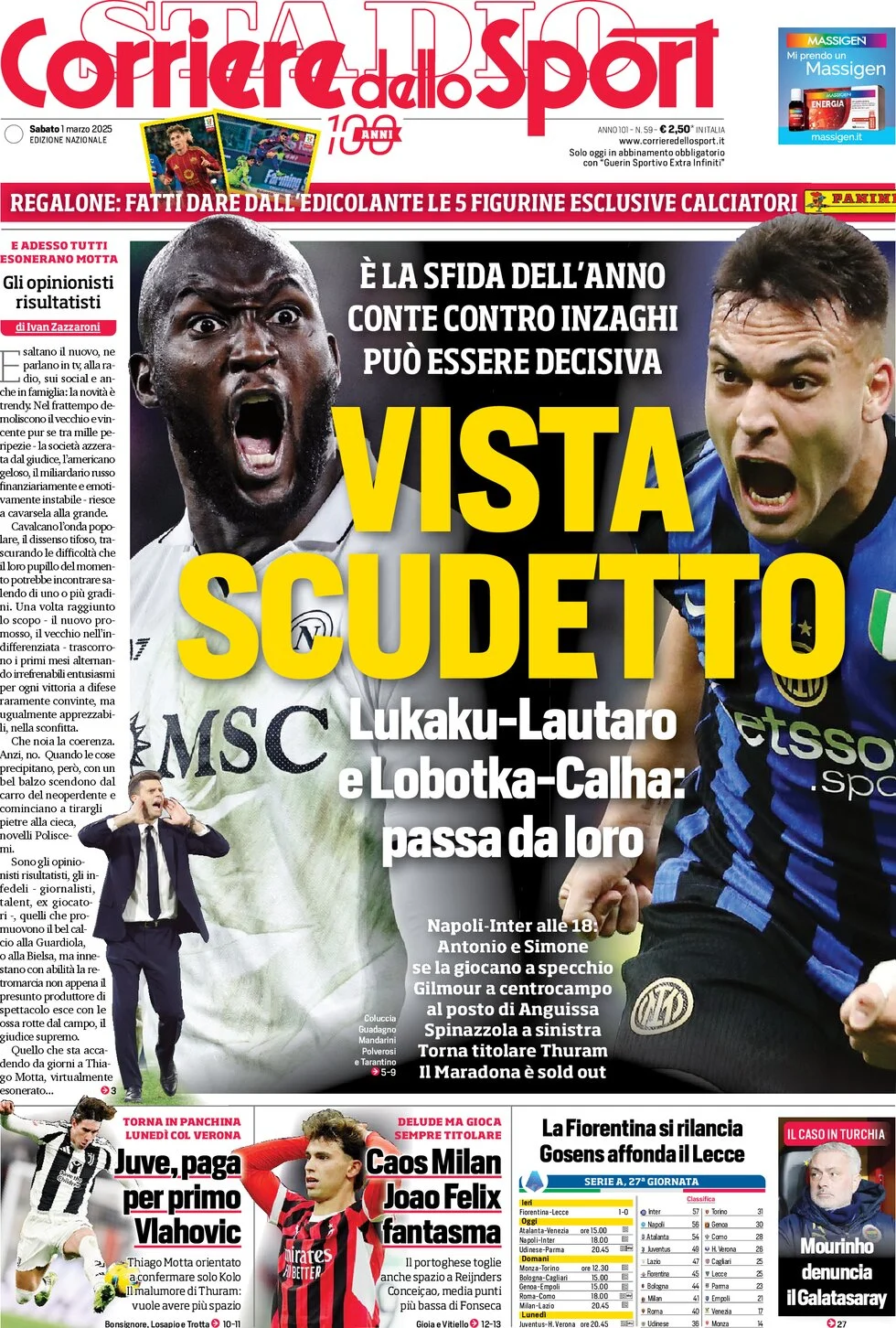 Today’s Papers – Scudetto view, Motta troubles 5