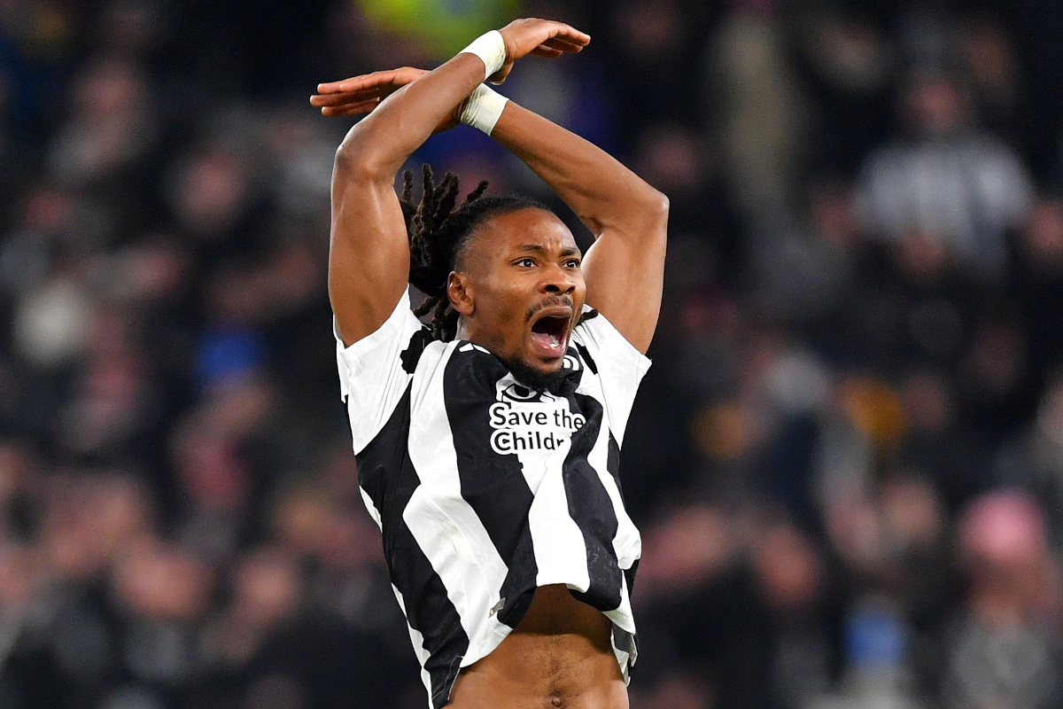 TURIN, ITALY - FEBRUARY 26: Khephren Thuram of Juventus celebrates scoring his team's first goal during the Coppa Italia Quarter Final match between Juventus FC and Empoli FC at Allianz Stadium on February 26, 2025 in Turin, Italy. (Photo by Valerio Pennicino/Getty Images)