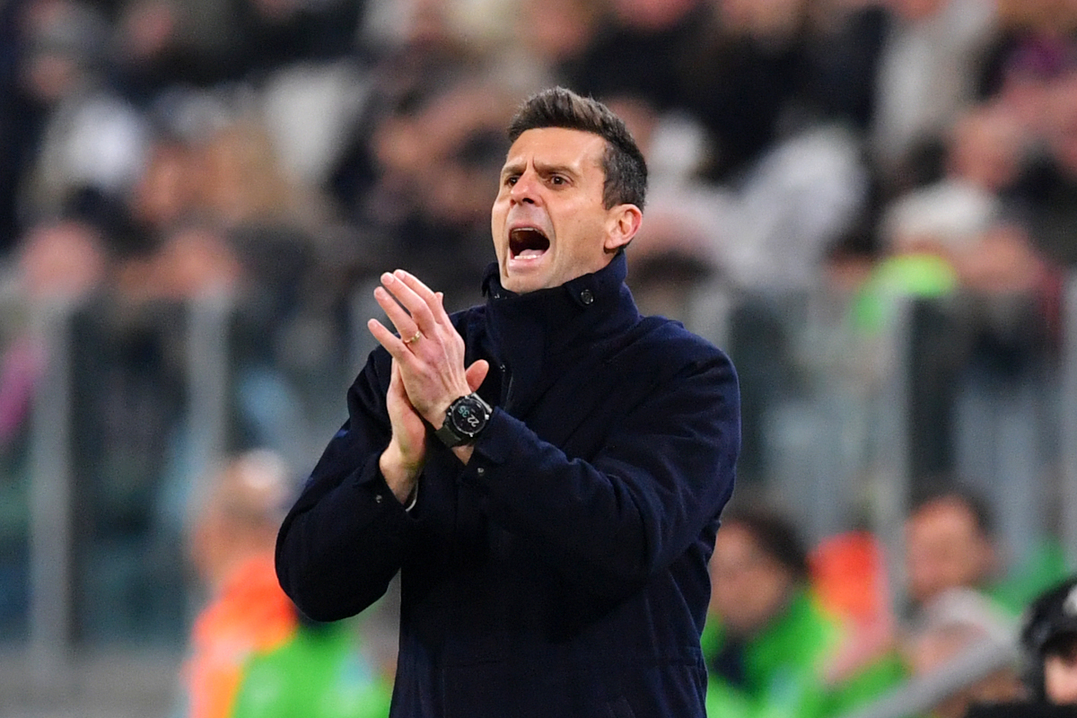 TURIN, ITALY - FEBRUARY 26: Thiago Motta, Head Coach of Juventus, reacts during the Coppa Italia Quarter Final match between Juventus FC and Empoli FC at Allianz Stadium on February 26, 2025 in Turin, Italy. (Photo by Valerio Pennicino/Getty Images)