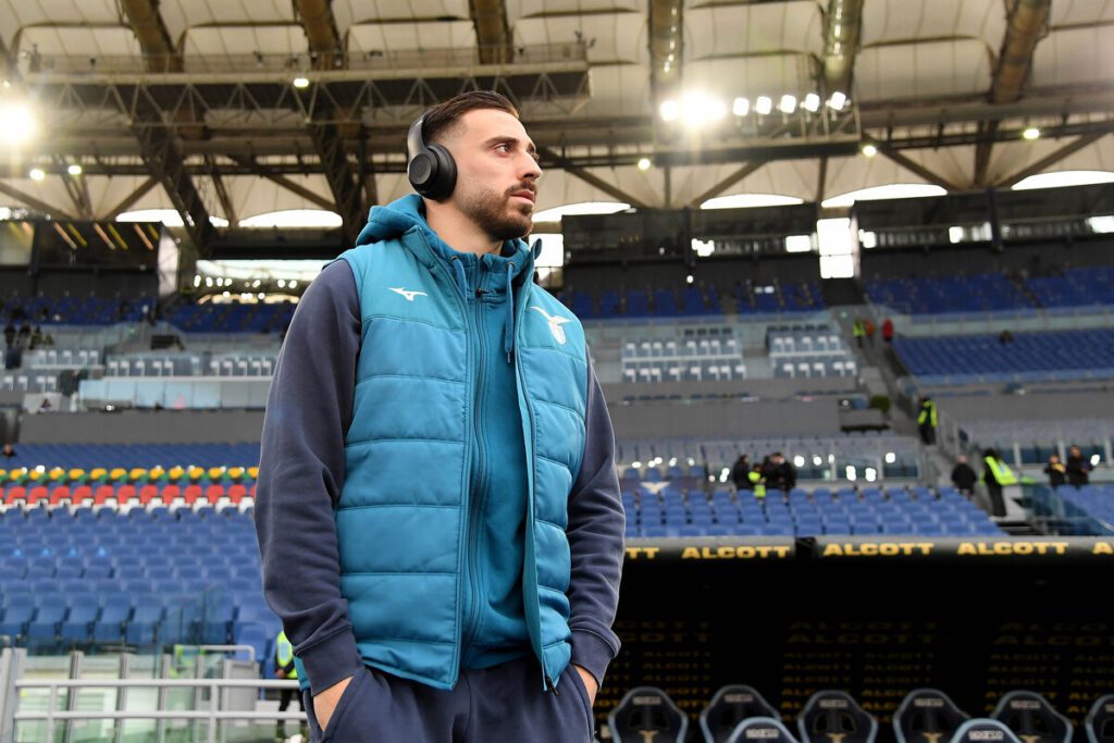 ROME, ITALY - FEBRUARY 15: Mario Gila of SS Lazio prior the Serie A match between SS Lazio and Napoli at Stadio Olimpico on February 15, 2025 in Rome, Italy. (Photo by Marco Rosi - SS Lazio/Getty Images)