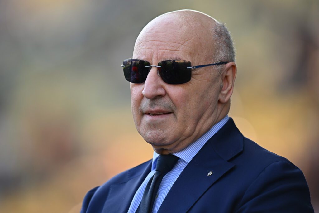 PARMA, ITALY - APRIL 05: Giuseppe Marotta Chairman of FC Internazionale looks on prior to the Serie A match between Parma and FC Internazionale at Stadio Ennio Tardini on April 05, 2025 in Parma, Italy. (Photo by Alessandro Sabattini/Getty Images)
