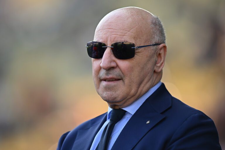 PARMA, ITALY - APRIL 05: Giuseppe Marotta Chairman of FC Internazionale looks on prior to the Serie A match between Parma and FC Internazionale at Stadio Ennio Tardini on April 05, 2025 in Parma, Italy. (Photo by Alessandro Sabattini/Getty Images)