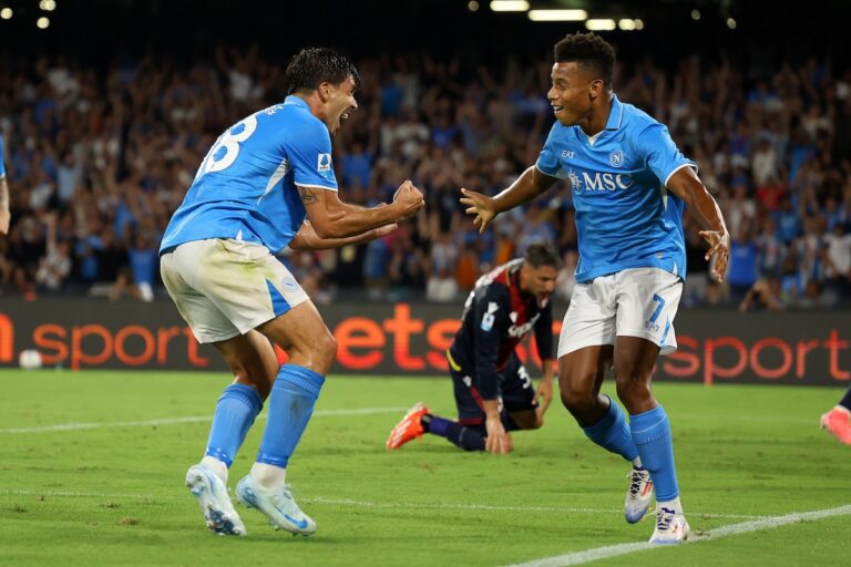Giovanni Simeone and David Neres at Napoli