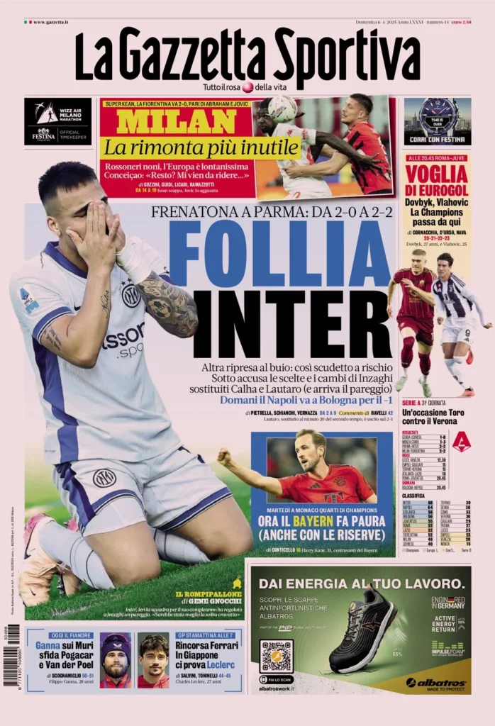 Today’s Papers – Crazy Inter, useless Milan comeback