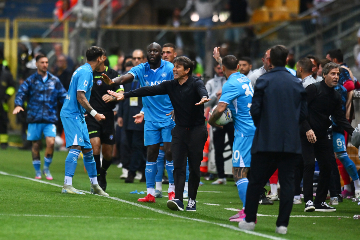 Conte on verge of Napoli glory: ‘I am exhausted, most difficult season of my career’ 9 PARMA, ITALY - MAY 18: Antonio Conte, Head Coach of Napoli, reacts during the Serie A match between Parma and Napoli at Stadio Ennio Tardini on May 18, 2025 in Parma, Italy. (Photo by Alessandro Sabattini/Getty Images)