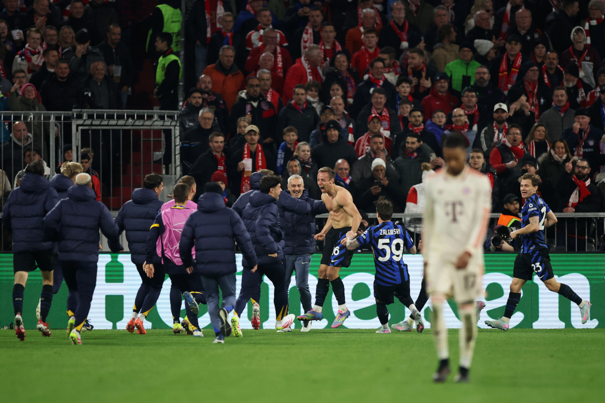 Barella: ‘Tactics don’t count as much as heart’ in Champions Final 8 MUNICH, GERMANY - APRIL 08: Davide Frattesi of FC Internazionale celebrates scoring his team's second goal during the UEFA Champions League 2024/25 Quarter Final First Leg match between FC Bayern München and FC Internazionale Milano at Fussball Arena Muenchen on April 08, 2025 in Munich, Germany. (Photo by Alex Grimm/Getty Images)