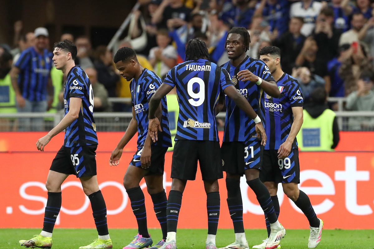 Paul Ince: ‘Inter have no superstars for PSG clash, but they have big game players’ 6 MILAN, ITALY - MAY 18: Yann Aurel Bisseck of FC Internazionale celebrates scoring his team's first goal with teammate Marcus Thuram during the Serie A match between FC Internazionale and SS Lazio at Stadio Giuseppe Meazza on May 18, 2025 in Milan, Italy. (Photo by Marco Luzzani/Getty Images)