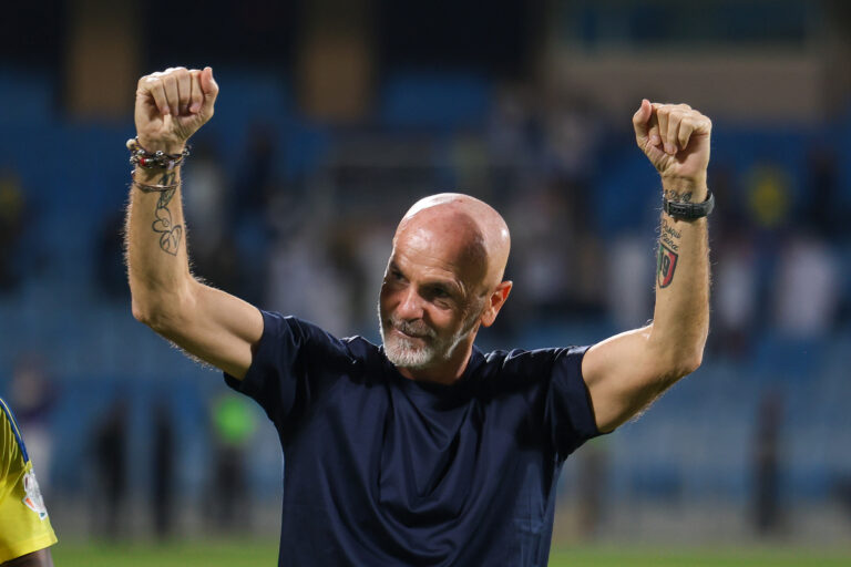 Former Milan coach Stefano Pioli coach of Al Nassr celebrates after winning the Saudi Pro League match between Al-Riyadh and Al-Nassr at Prince Faisal Bin Fahad on November 8, 2024 in Riyadh, Saudi Arabia. (Photo by Yasser Bakhsh/Getty Images) (Juventus links)
