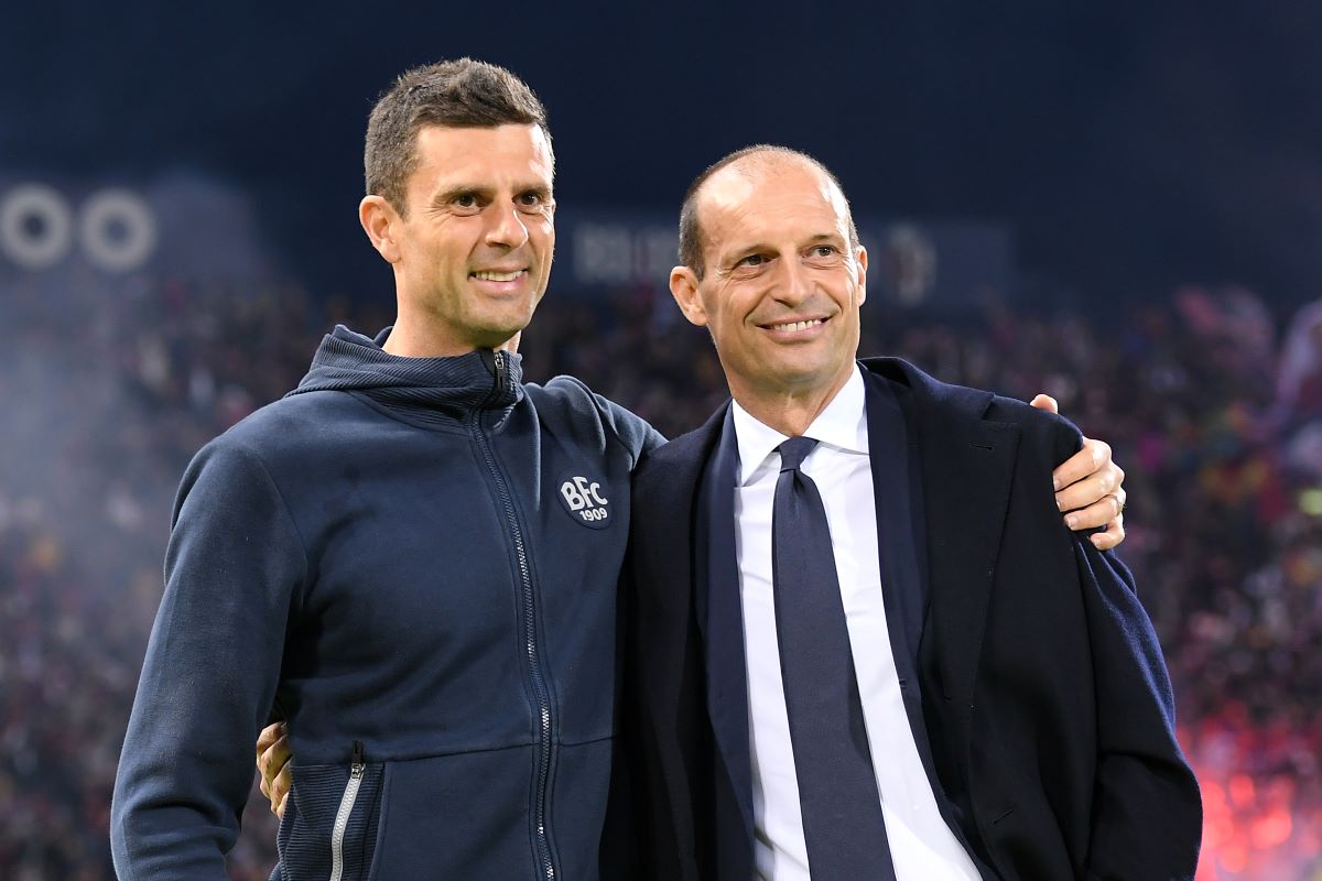 Thiago Motta latest Milan candidate with Italiano and Allegri 6 BOLOGNA, ITALY - APRIL 30: Thiago Motta, Head Coach of Bologna FC, and Massimiliano Allegri, Head Coach of Juventus, pose for a photograph prior to the Serie A match between Bologna FC and Juventus at Stadio Renato Dall'Ara on April 30, 2023 in Bologna, Italy. (Photo by Alessandro Sabattini/Getty Images)