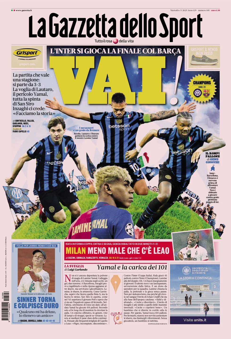 Today’s Papers – Go Inter, the biggest night of the year 8 Today’s Papers – Go Inter, the biggest night of the year 7