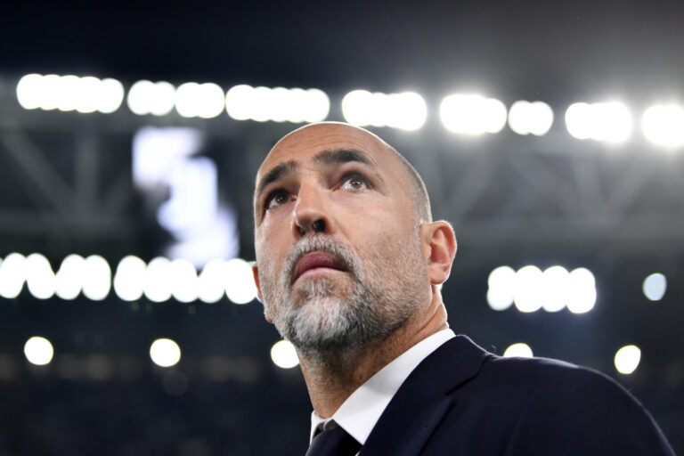 TURIN, ITALY - APRIL 12: Igor Tudor, Head Coach of Juventus, looks on prior to the Serie A match between Juventus and Lecce at Allianz Stadium on April 12, 2025 in Turin, Italy. (Photo by Valerio Pennicino/Getty Images)