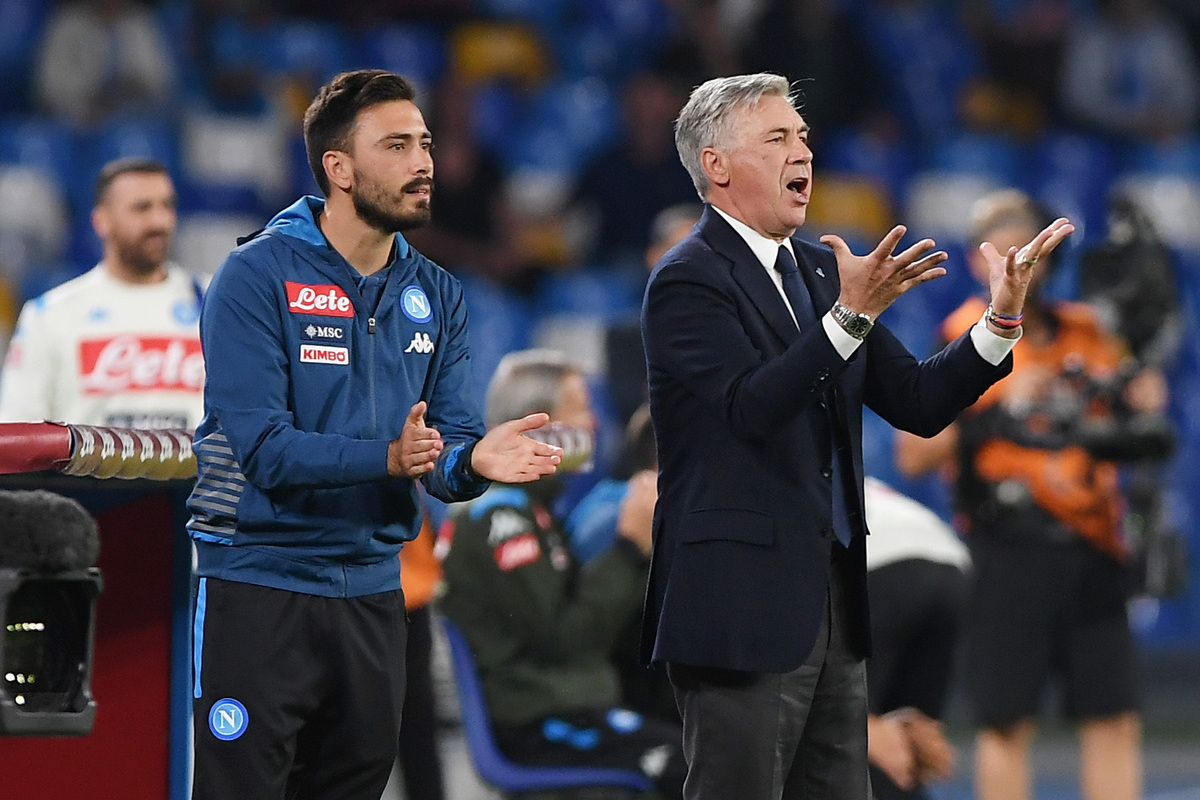 Ancelotti chooses son Davide as Brazil assistant coach 9 NAPLES, ITALY - OCTOBER 19: Carlo Ancelotti coach of SSC Napoli and his son Davide Ancelotti assistant coach of SSC Napoli during the Serie A match between SSC Napoli and Hellas Verona at Stadio San Paolo on October 19, 2019 in Naples, Italy. (Photo by Francesco Pecoraro/Getty Images)
