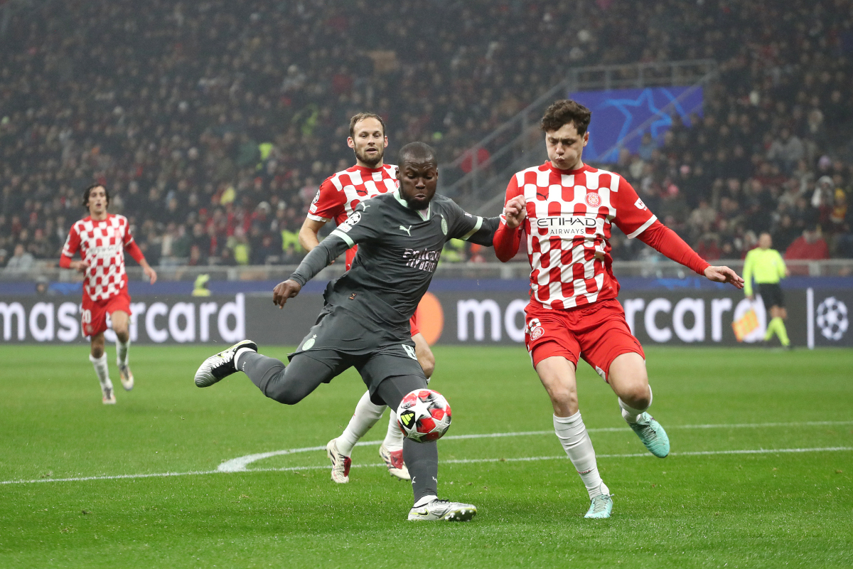 Wolves join pack of clubs keen on Milan’s Musah – report 7 MILAN, ITALY - JANUARY 22: Yunus Musah of AC Milan shoots whilst under pressure from Ladislav Krejci of Girona FC during the UEFA Champions League 2024/25 League Phase MD7 match between AC Milan and Girona FC at Stadio San Siro on January 22, 2025 in Milan, Italy. (Photo by Marco Luzzani/Getty Images)