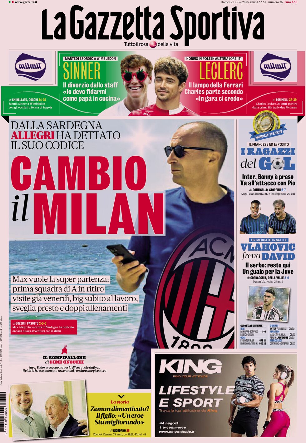 Today’s Papers – Vlahovic blocks David, Inter and Milan done deals 7