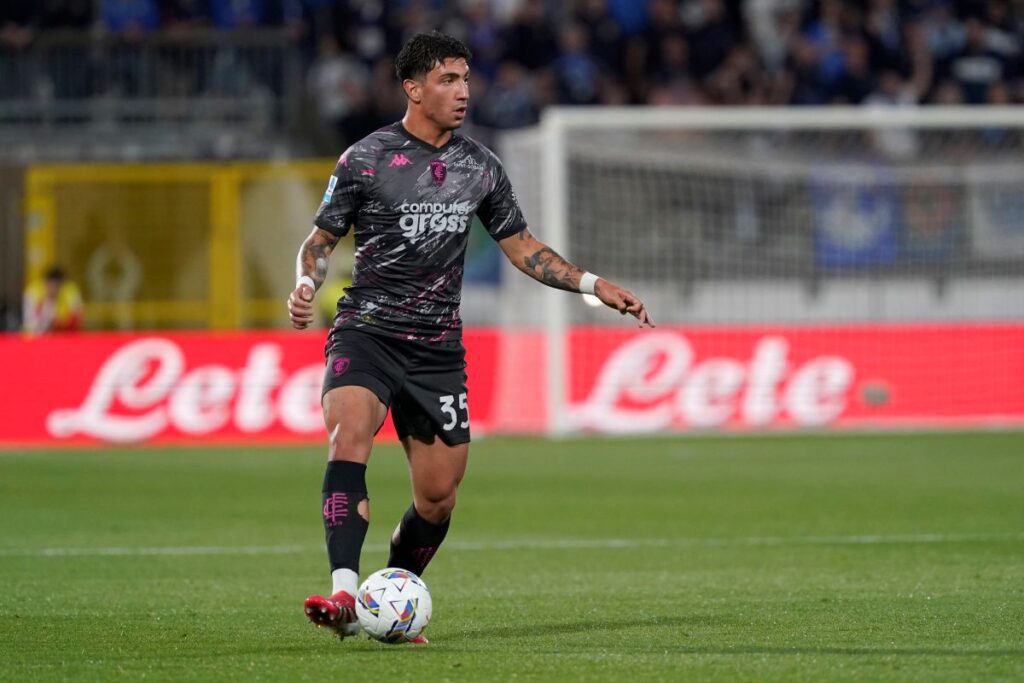MONZA, ITALY - MAY 18: Luca Marianucci of Empoli during the Serie A match between Monza and Empoli at U-Power Stadium on May 18, 2025 in Monza, Italy. (Photo by Pier Marco Tacca/Getty Images)