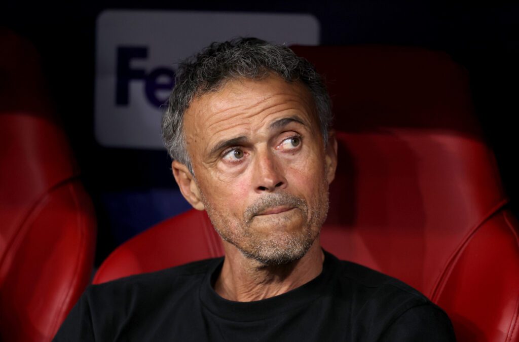 MUNICH, GERMANY - MAY 31: Luis Enrique, Head Coach of Paris Saint-Germain, looks on prior to the UEFA Champions League Final 2025 between Paris Saint-Germain and FC Internazionale Milano at Munich Football Arena on May 31, 2025 in Munich, Germany. (Photo by Lars Baron/Getty Images)