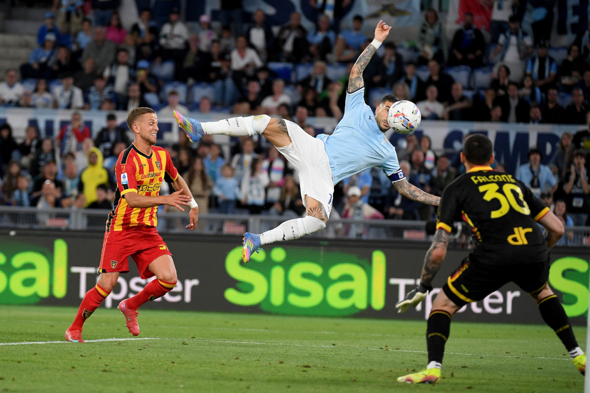 ROME, ITALY - MAY 25: Mattia Zaccagni of SS Lazio in action during the Serie A match between Lazio and Lecce at Stadio Olimpico on May 25, 2025 in Rome, Italy. (Photo by Marco Rosi - SS Lazio/Getty Images)