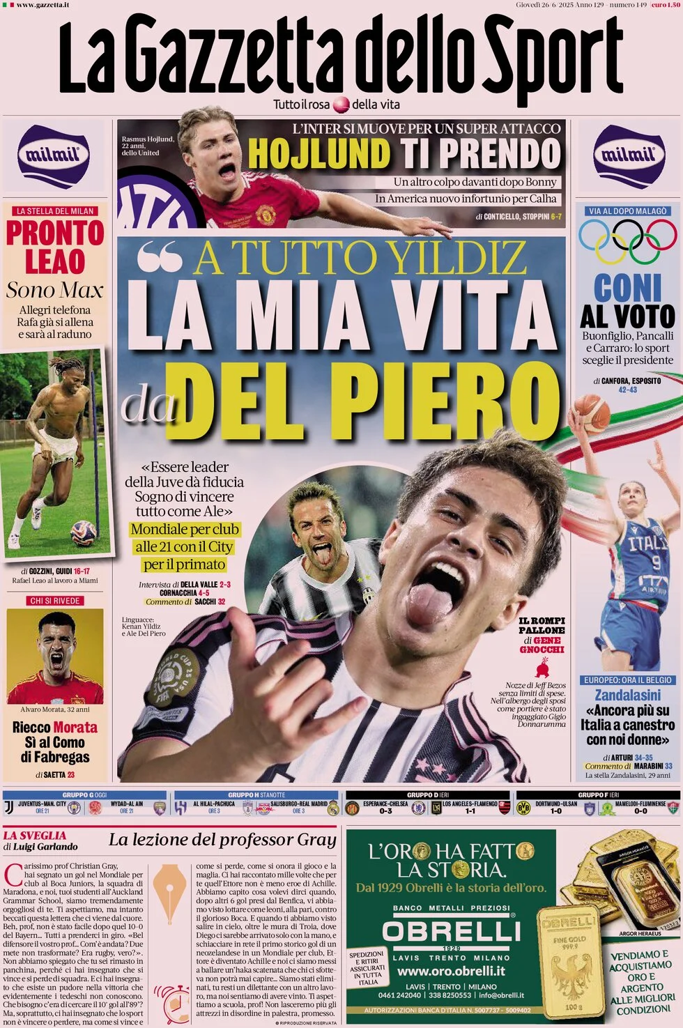 Today’s Papers – Yildiz’s Juventus dreams, Allegri calls Leao 8 Today’s Papers – Yildiz’s Juventus dreams, Allegri calls Leao 7