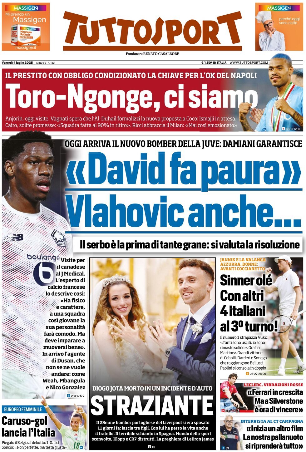 Today’s Papers – ‘Scary’ David has Juventus medical, Allegri restarts at Milan 6