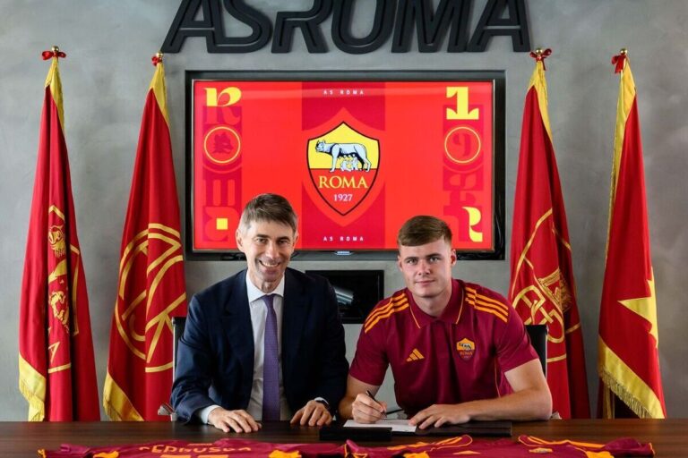 Official: Evan Ferguson joins Serie A outfit Roma on loan with an option to buy from Premier League side Brighton and Hove Albion (picture via www.asroma.com)