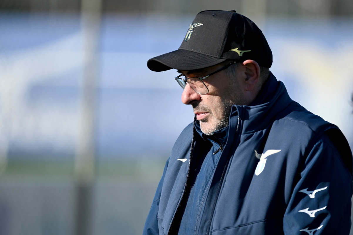 Exclusive: Insigne and Sarri enthusiastic about reunion at Lazio 6 ROME, ITALY - FEBRUARY 13: SS Lazio head coach Maurizio Sarri looks on during the SS Lazio training session ahead of their UEFA Champions League match against SS Lazio and Bayern Munchen at Formello sport centre on February 13, 2024 in Rome, Italy. (Photo by Marco Rosi - SS Lazio/Getty Images)